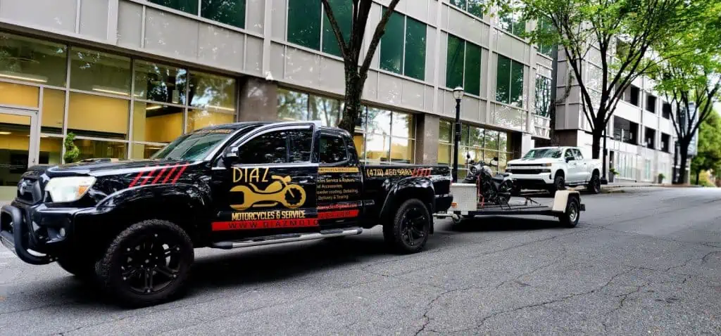 motorcycle being transported by Diaz motorcycles.
