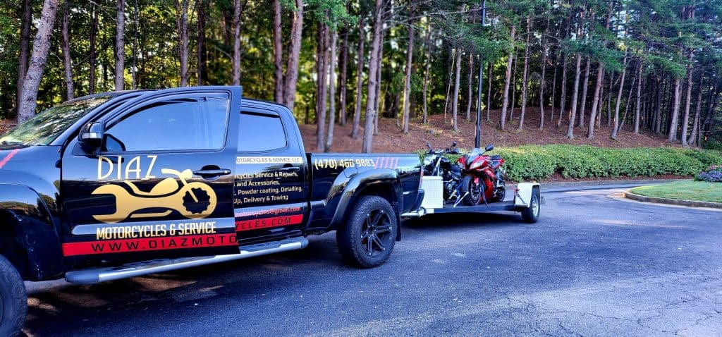 motorcycles being transported by diaz motorcycles.